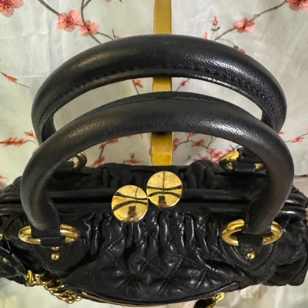 Mark Jacob’ Black Quilted Handbag with Gold hardware and Accents - Picture 3 of 10